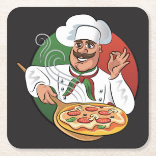 Pizza Koch Sketch Rechteckiger Pappuntersetzer