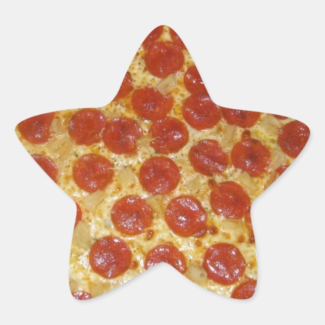 Pizza...Köstliche Pepperoni Pizza Stern-Aufkleber (Vorderseite)