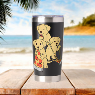 Pizza Labrador Hund Thermobecher