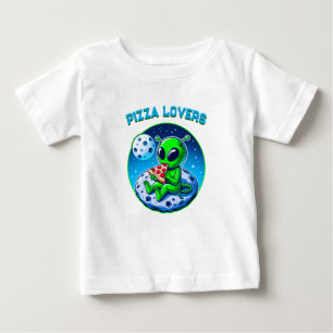 Pizza-liebende Alien auf dem Mond   Spaß kosmisch Baby T-shirt