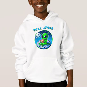 Pizza-liebende Alien auf dem Mond Spaß kosmisch Hoodie