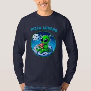 Pizza-liebende Alien auf dem Mond Spaß kosmisch T-Shirt