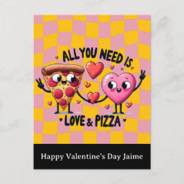 Pizza Love Valentines Day Postcard Postkarte