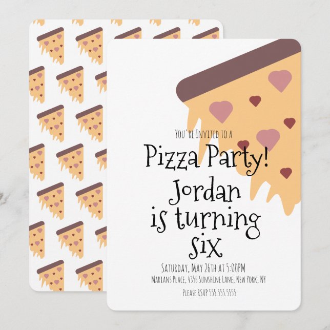 Pizza Lover Feinschmecker Party Käse Slice Geburts Einladung (Vorne/Hinten)