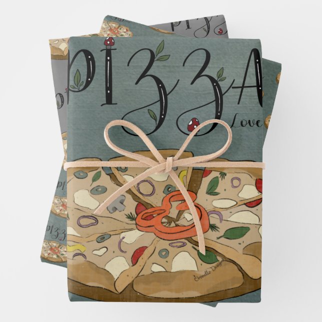 Pizza Lover Gift Wrap - Set von 3 Jahren Geschenkpapier Set (Beispiel)