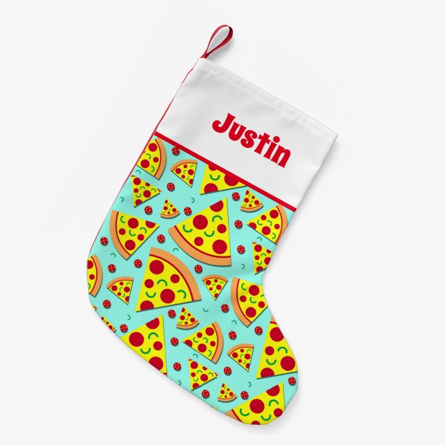 Pizza Lover Junk Food Christmas im Juli Kleiner Weihnachtsstrumpf (Vorderansicht (hängend))
