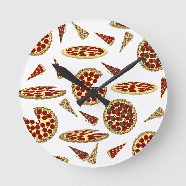 Pizza Lover's Pattern  Runde Wanduhr (Vorderseite)
