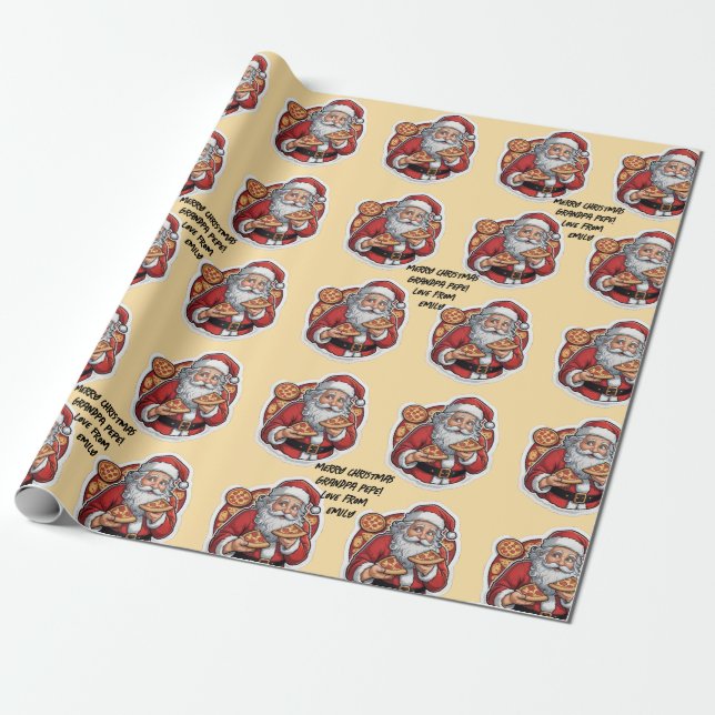 Pizza lustig Weihnachten bearbeitet WRAP Geschenkpapier (Ungerollt)