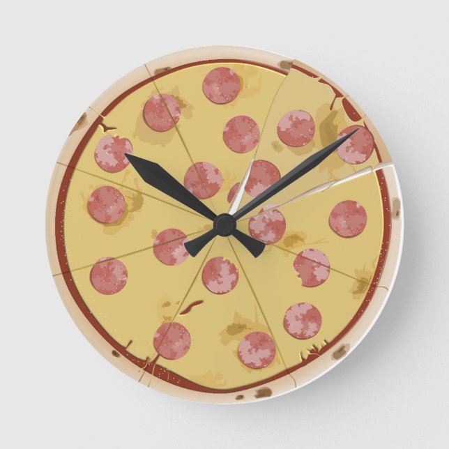 PIZZA lustiger WALL CLOCK Runde Wanduhr (Vorderseite)
