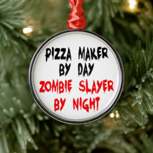 Pizza-Macher-Zombie-Töter-Witz Ornament Aus Metall