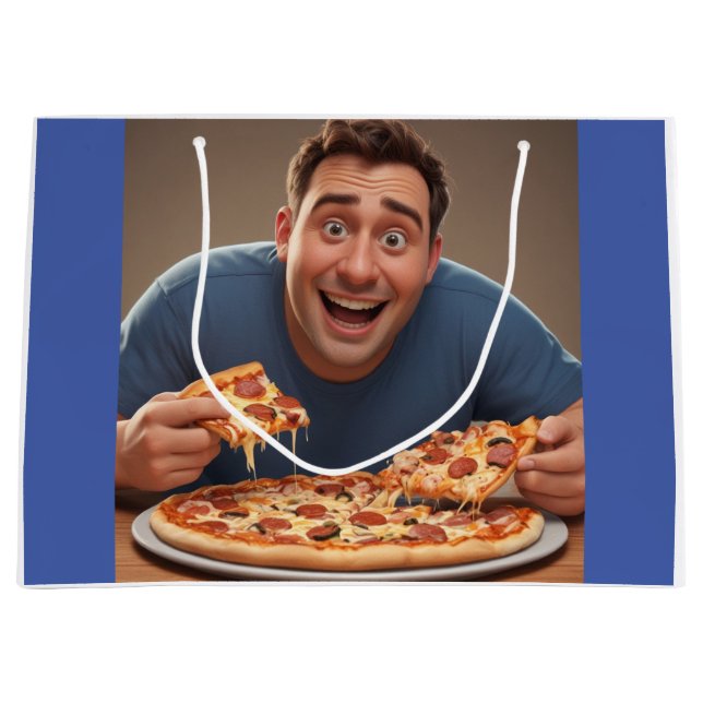Pizza Man Große Geschenktüte (Vorderseite)