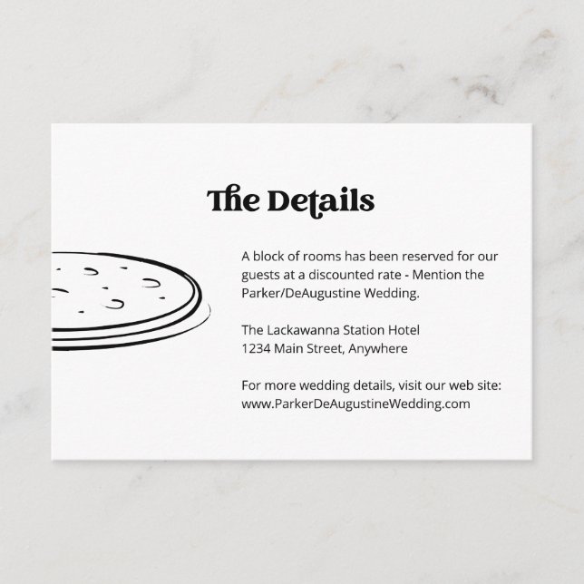 Pizza Mariage Informations Détails Carte de boîtie (Devant)