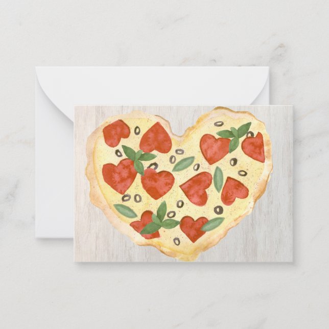 Pizza Mein Herz Kinder Klassenzimmer Valentine Car Mitteilungskarte (Vorderseite)