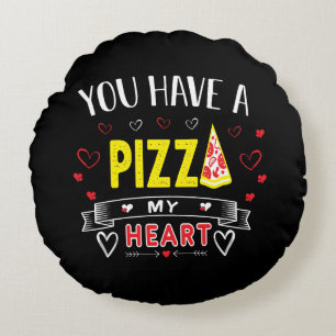 Pizza mein Herz Romantisches Zitat Rundes Kissen