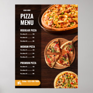 Pizza Menü Pizzeria Restaurant Menü Poster