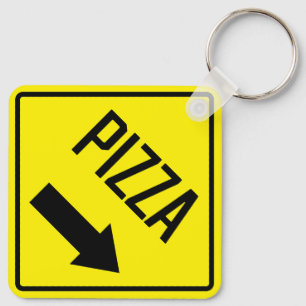 Pizza Metal Square Schlüsselanhänger