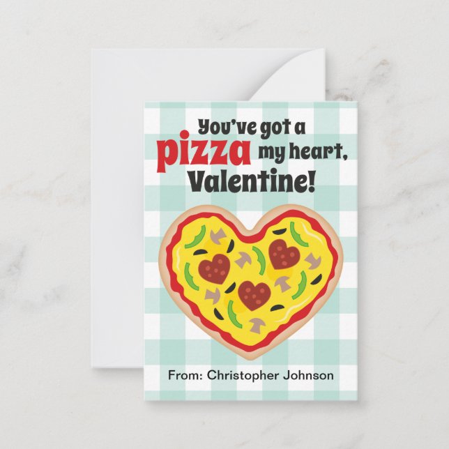 Pizza Mini Classroom Valentine Cartes pour enfants (Devant)