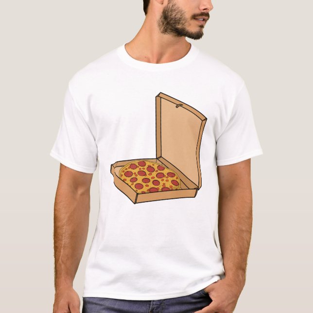 Pizza mit Pepperoni im Karton T-Shirt (Vorderseite)