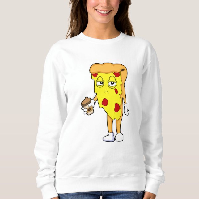 Pizza mit Salami Chee & Kaffee Sweatshirt (Vorderseite)