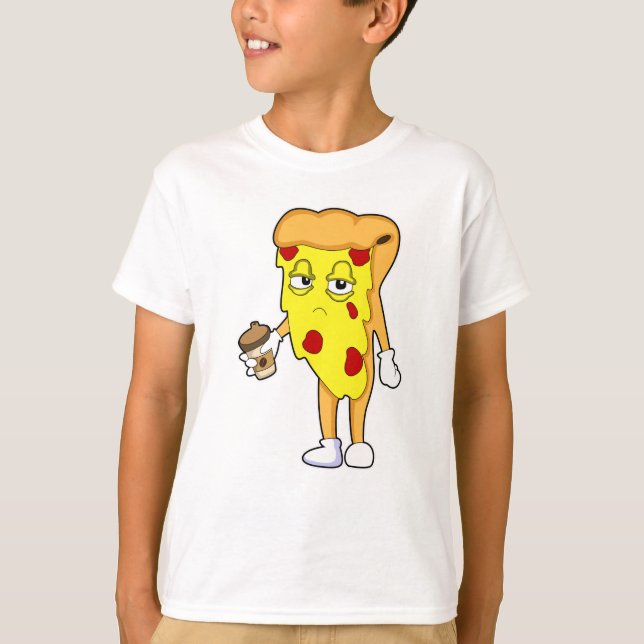 Pizza mit Salami Chee & Kaffee T-Shirt (Vorderseite)