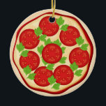 Pizza mit With Tomatoes Keramik Ornament<br><div class="desc">Dieses Design bietet Pizza mit Tomaten. Ideal zum Hang zu jeder Jahreszeit. Haben Sie ein Pizzathema in Ihrer Küche? Hänge dieses Ornament mit anderen Pizza-Ornamenten, die ich in meinem Laden auf Haken in deiner Küche habe. Wenn Sie eine Pizzeria besitzen, können Sie Ihr Geschäft mit diesen köstlichen Pizzas dekorieren ©Scraps...</div>