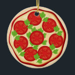 Pizza mit With Tomatoes Keramik Ornament<br><div class="desc">Dieses Design bietet Pizza mit Tomaten. Ideal zum Hang zu jeder Jahreszeit. Haben Sie ein Pizzathema in Ihrer Küche? Hänge dieses Ornament mit anderen Pizza-Ornamenten, die ich in meinem Laden auf Haken in deiner Küche habe. Wenn Sie eine Pizzeria besitzen, können Sie Ihr Geschäft mit diesen köstlichen Pizzas dekorieren ©Scraps...</div>