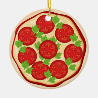 Pizza mit With Tomatoes Keramik Ornament