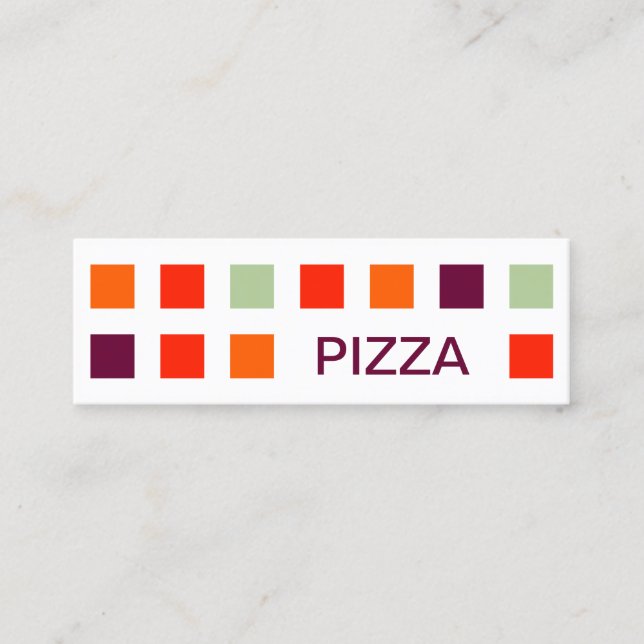 PIZZA (Mod-Quadrate) Mini Visitenkarte (Vorderseite)