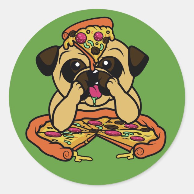 Pizza-Mops-Aufkleber Runder Aufkleber (Vorderseite)