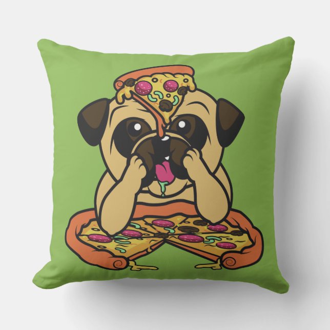 Pizza Mops Wurfkissen Kissen Für Draußen (Vorderseite)