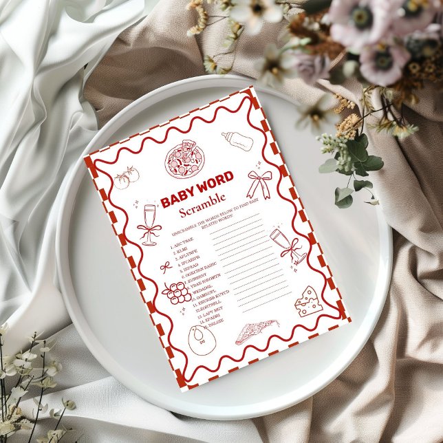 Pizza Mot spécial scramble baby shower carte de je (Créateur téléchargé)