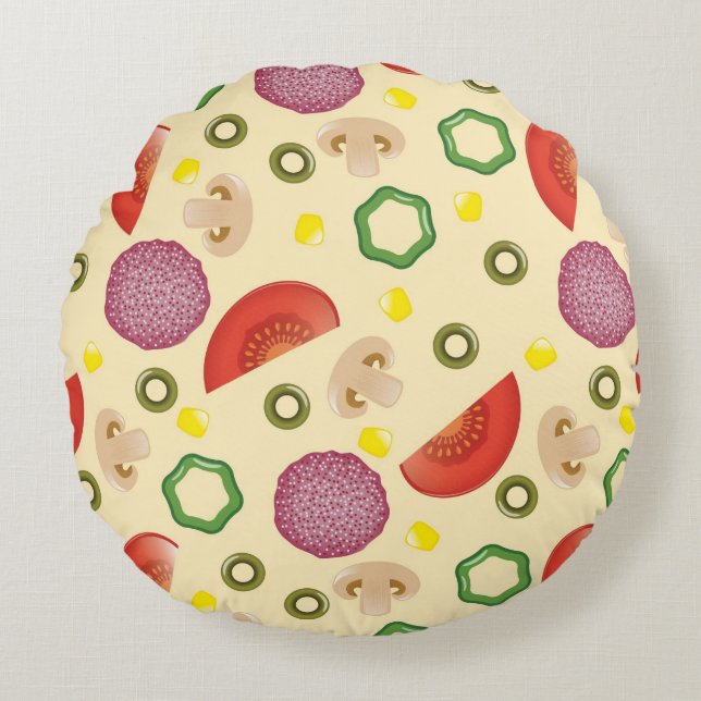 Pizza Muster 2 Rundes Kissen (Vorderseite)
