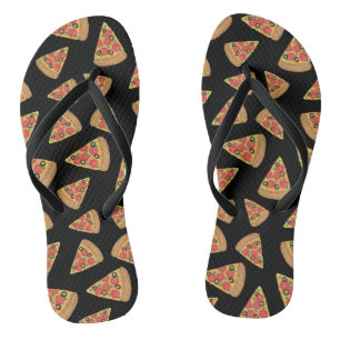 Pizza Muster Schwarze Flip Flops