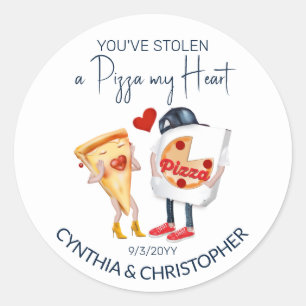 Pizza My Heart Hochzeit Runder Aufkleber