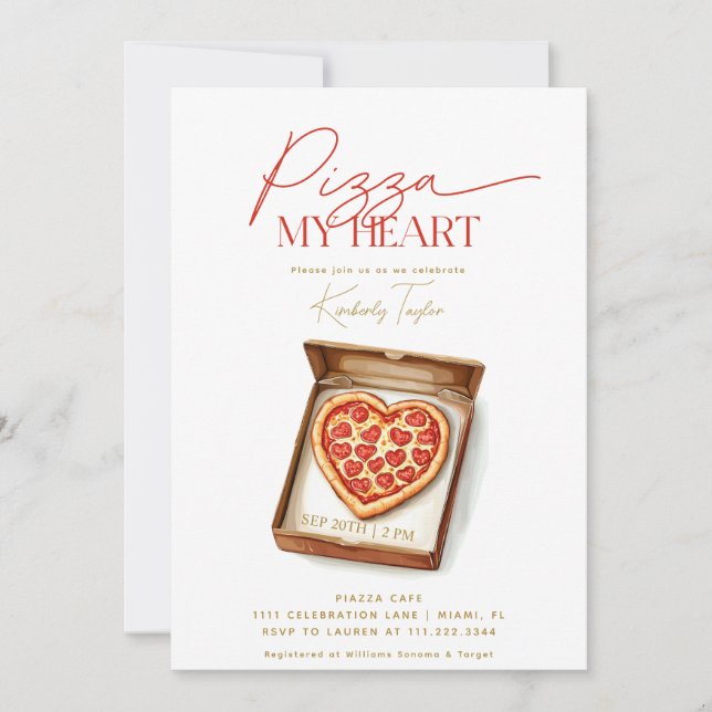 Pizza My Heart Italienisches Brautparty Einladung (Vorderseite)