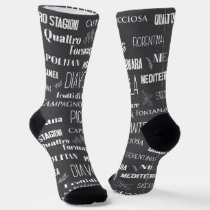 Pizza Names Italian Food Gemustert Koch Socken