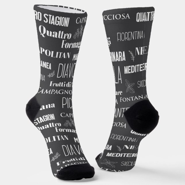 Pizza Names Italian Food Gemustert Koch Socken (Gewinkelt)
