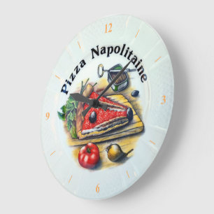 Pizza Napolitaine. Große Wanduhr