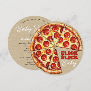 Pizza Neutral Slice Slice Baby Dusche Einladung