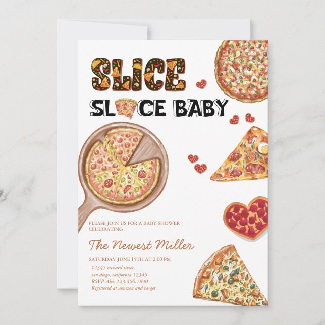 Pizza | Neutrale Babydusche für Geschlechter Einladung (Vorderseite)