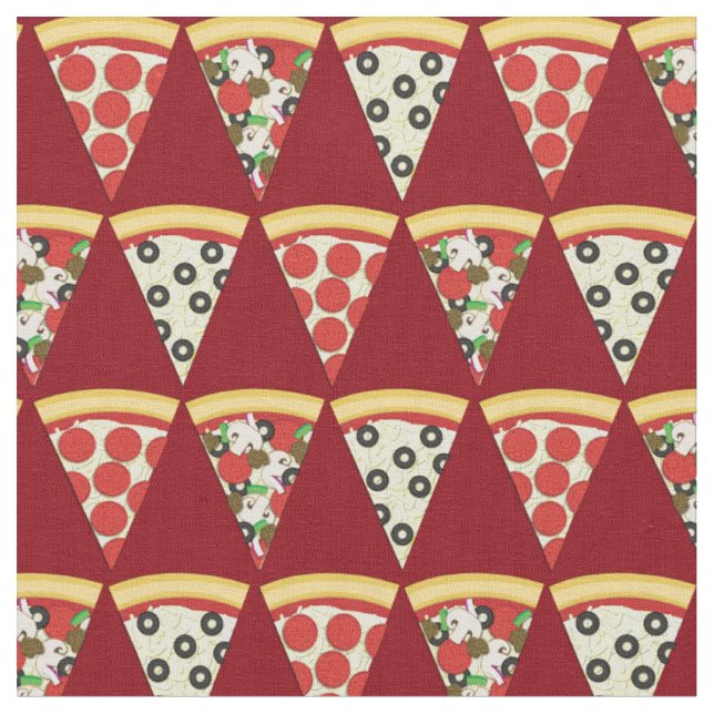 Pizza Niedlich Food Kids Stoff (Nahaufnahme)