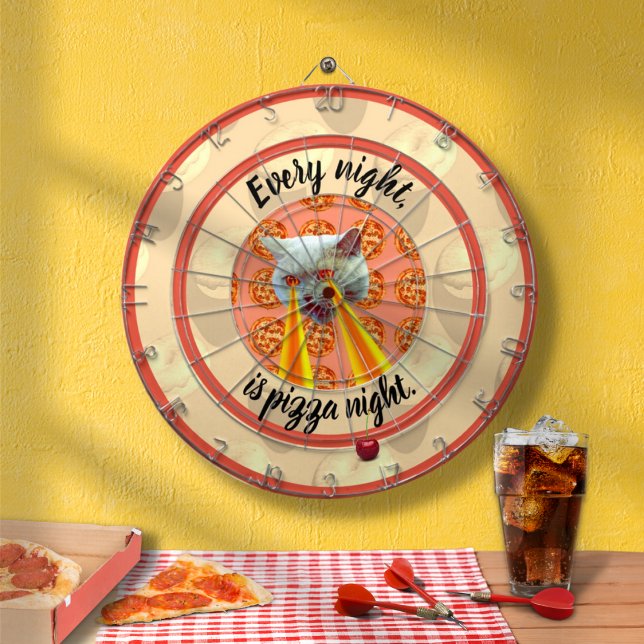 Pizza Night Cat Dart Board Dartscheibe (Von Creator hochgeladen)