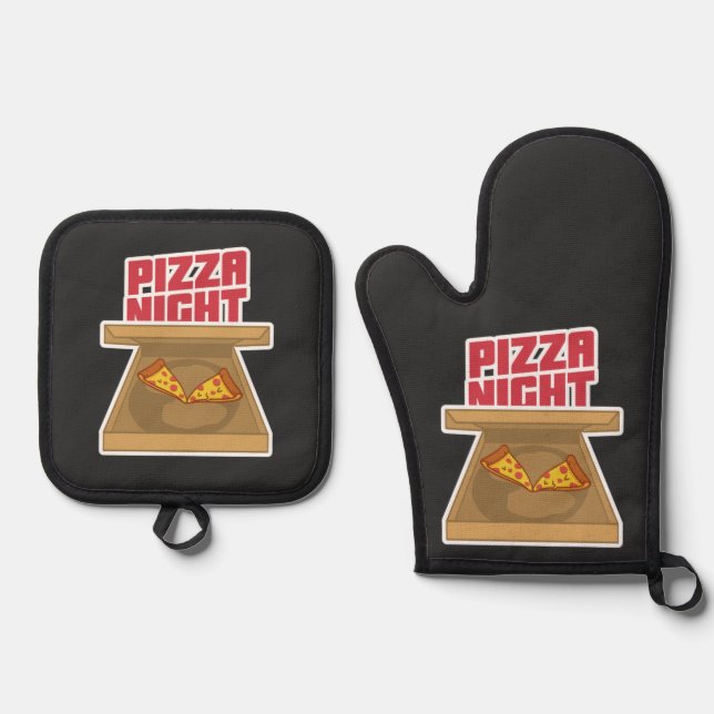 Pizza Night Ofenhandschuh & Topflappen-Set (Vorderseite)