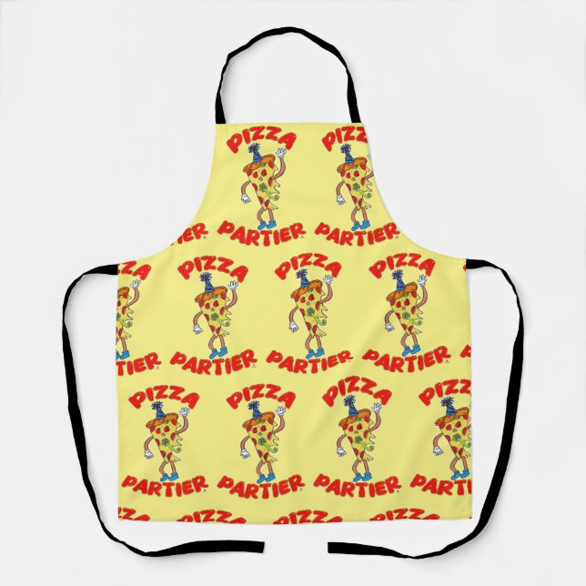 Pizza Partier Funny Cartoon Slice Spaß Kunst Schürze (Vorderseite)