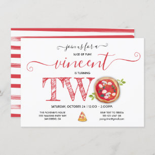 Pizza Party 2e anniversaire Invitation moderne