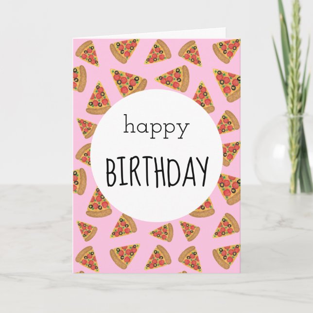 Pizza Party Anniversaire Carte rose (Devant)
