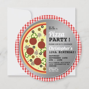 Pizza Party Anniversaire de fête Invitation