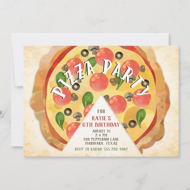 Pizza Party Anniversaire Invitation (Devant)
