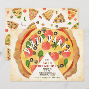 Pizza Party Anniversaire Invitation