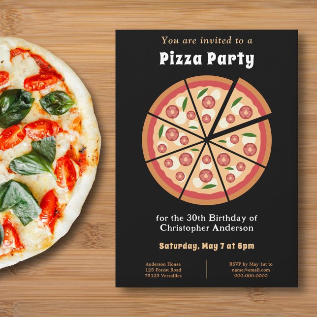 Pizza Party Anniversaire Invitation (Pizza Party Birthday Invitation)